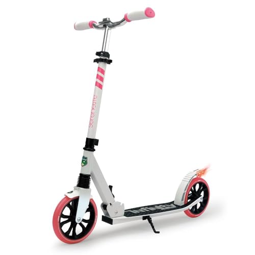 SereneLife Kick Scooter Adult Teenagers Kids- 2 Wheel Kids Scooter with Adjustable T-Bar Handlebar - Alloy Anti-Slip Deck - Portable Folding Scooters for Kids with Carrying Strap