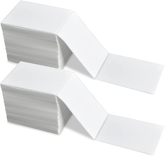 FungLam 4" x 6" Direct Thermal Shipping Labels - Pack of 500 Fanfold Labels - White Perforated, Permanent-Adhesive, Compatible Zebra & Rollo Thermal Label Printer