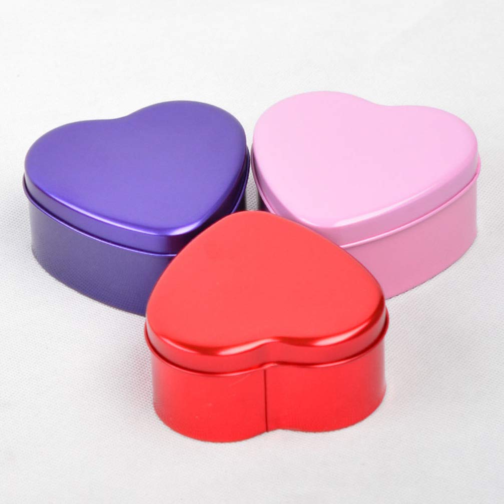 Kisangel Party Box 10pcs Purple Heart Metal Tins Tinplate Storage Can Tinplate Candy Box for Wedding Party Favors Goodies Cookie Chocolate Snack Storage Candle Making Size L Mini Tin Box