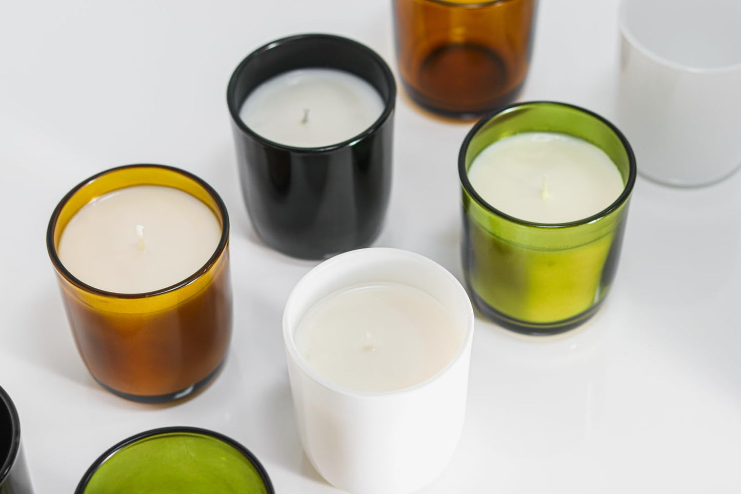 Aroparc Candle Jars for Candle Making 10oz U Shape Base Tumbler Jars for Candle DIY, Wholesale Bulk Candle Jars 12 Jars+12 Metal Lids - Green