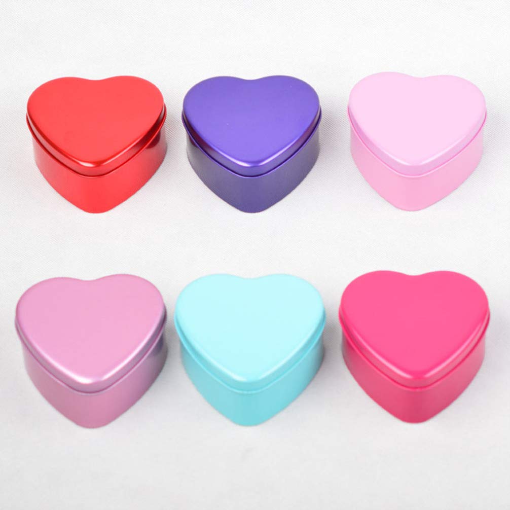 Kisangel Party Box 10pcs Purple Heart Metal Tins Tinplate Storage Can Tinplate Candy Box for Wedding Party Favors Goodies Cookie Chocolate Snack Storage Candle Making Size L Mini Tin Box