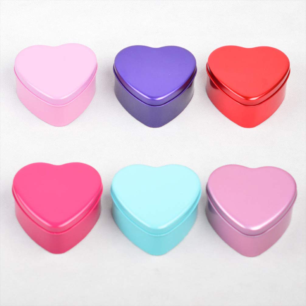 Kisangel Party Box 10pcs Purple Heart Metal Tins Tinplate Storage Can Tinplate Candy Box for Wedding Party Favors Goodies Cookie Chocolate Snack Storage Candle Making Size L Mini Tin Box