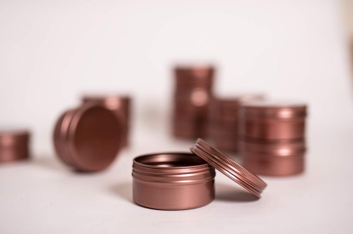 3 Ounce Tins Cans 3 Oz. Tins Containers Round Tins Metal with Lids Aluminum Metal Containers Metal Tins Jars for Balm,Candy,Salve,Candles,Pack of 20(Rosy Brown)