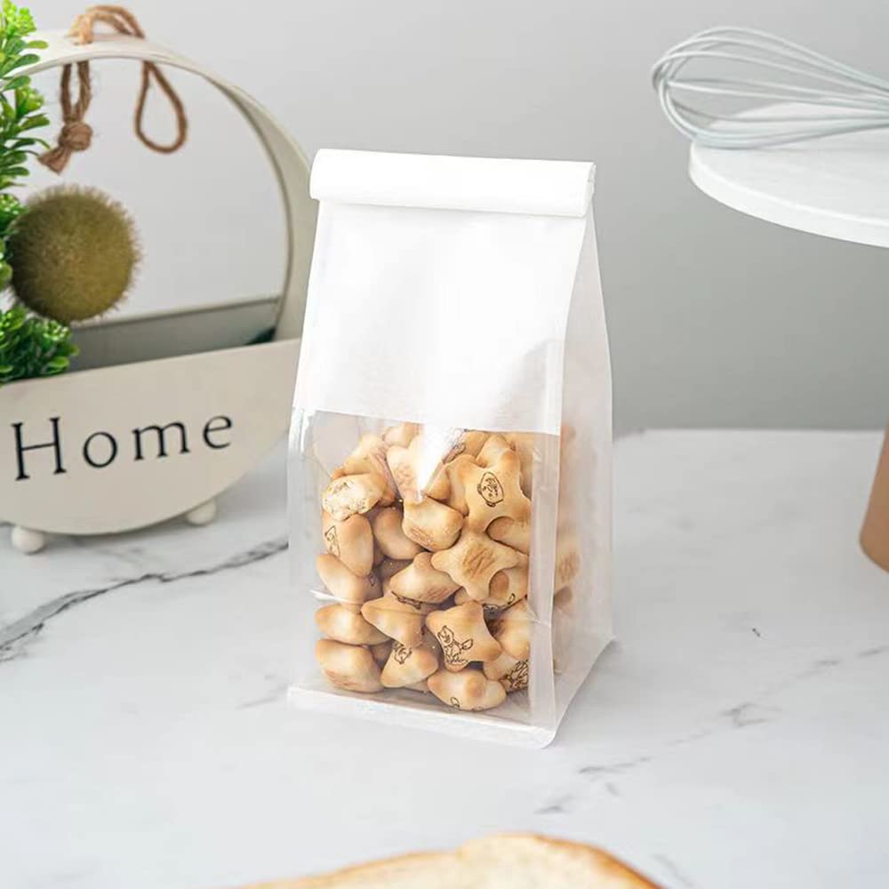 Eco Bakery Bread Bags with Window | 50-Pack Kraft Paper 5.1″ × 4.3″ × 11″
