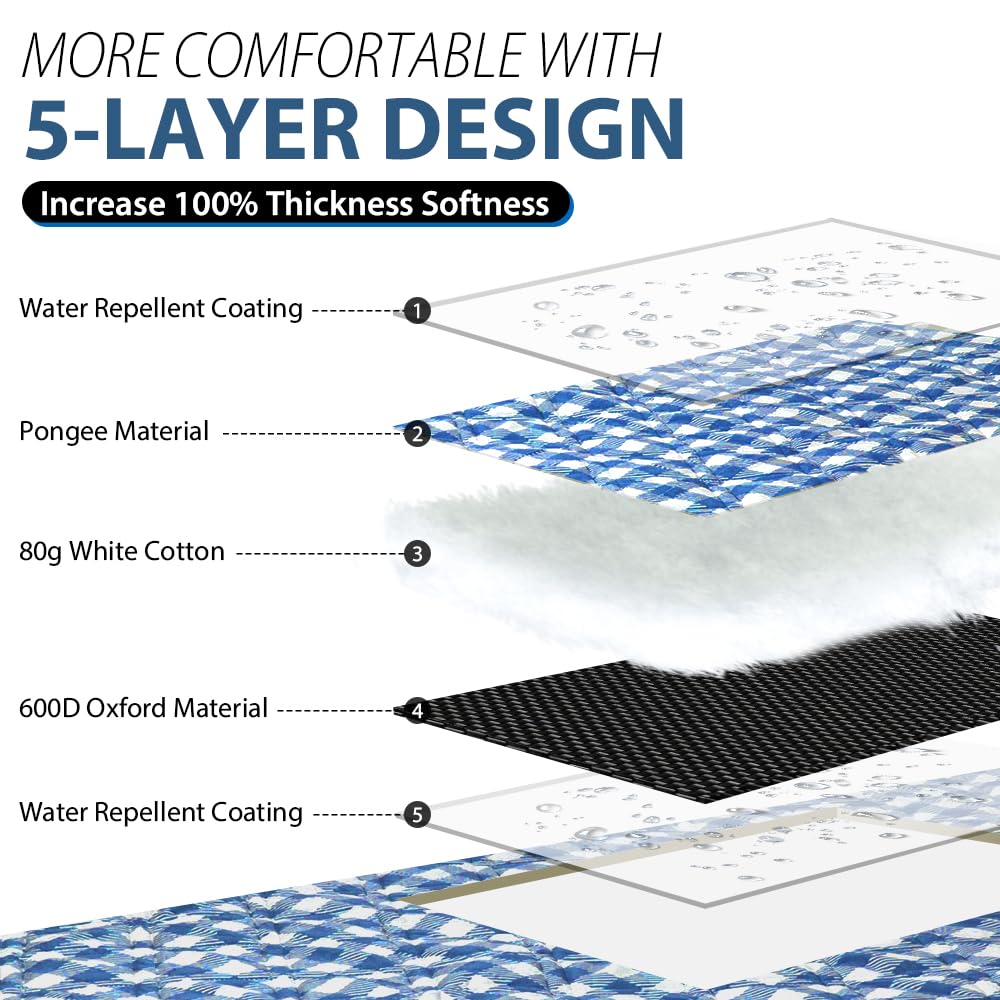 ZAZE XL 80×80″ Picnic Blanket | Waterproof & Foldable for Outdoors