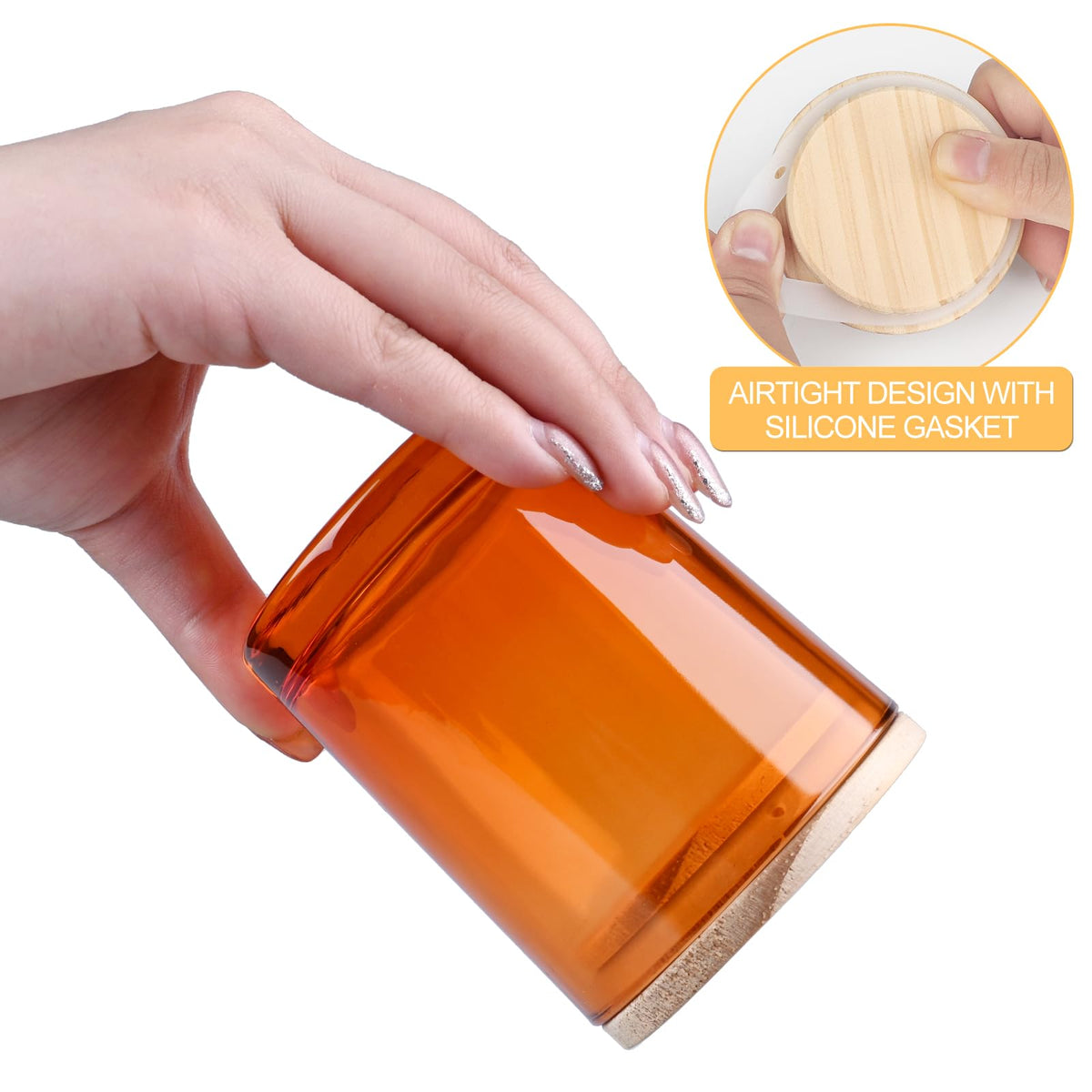Thick Candle Jars for Making Candles 16 Pcs, 7 OZ Empty Jars with Wood Lids for Candle Making, Sample Container, Frosted White
