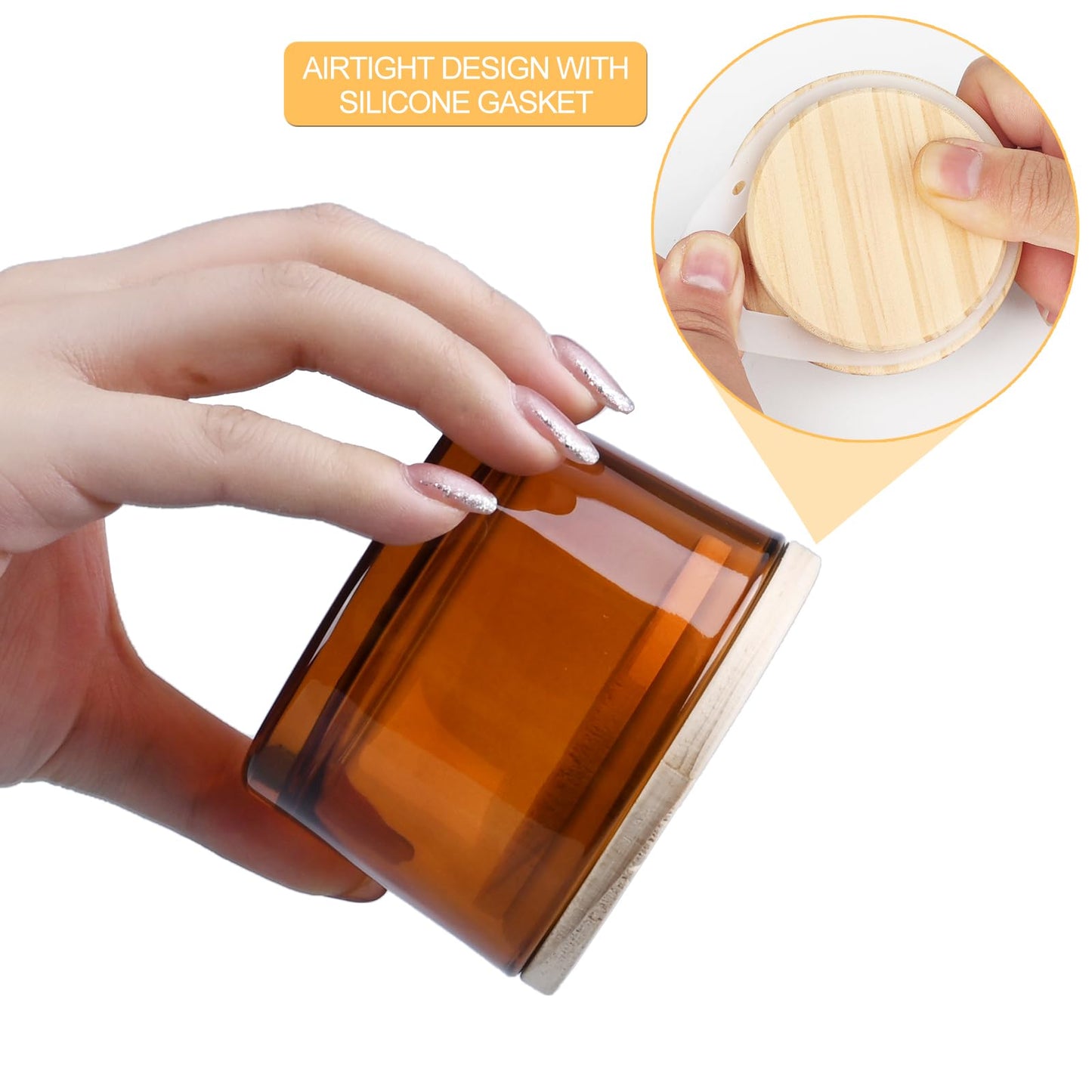Thick Candle Jars for Making Candles 16 Pcs, 7 OZ Empty Jars with Wood Lids for Candle Making, Sample Container, Frosted White