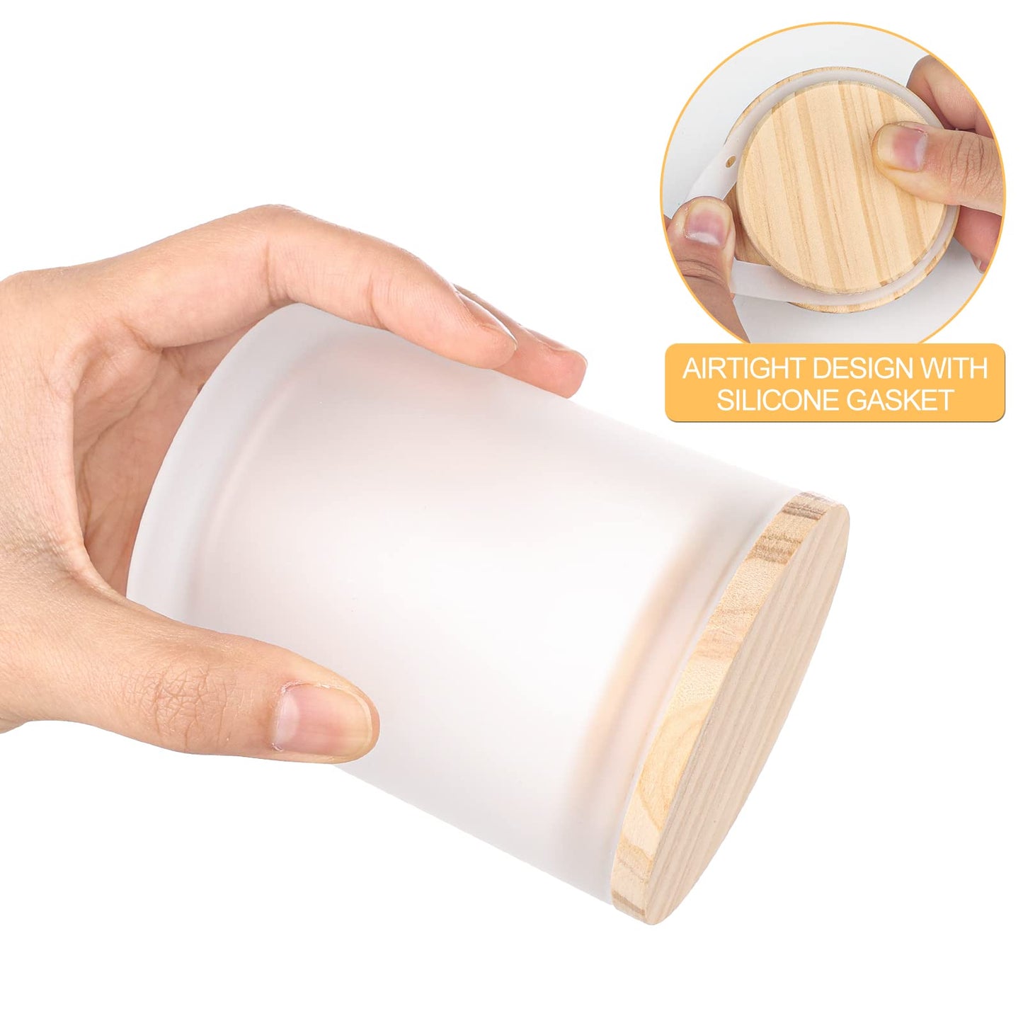 Thick Candle Jars for Making Candles 16 Pcs, 7 OZ Empty Jars with Wood Lids for Candle Making, Sample Container, Frosted White
