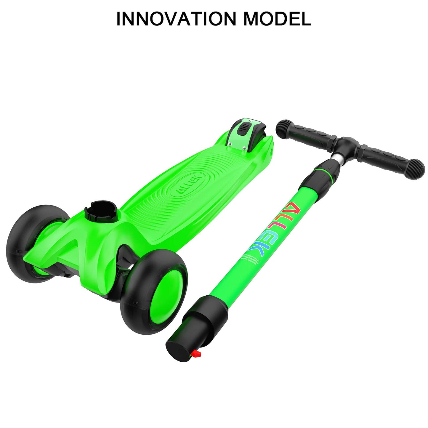 Allek Kick Scooter B03 for Kids (3-12 Years) — Style, Fun, and Safety on 3 Wheels with LED Lights, Adjustable Handlebar, and Reinforced Deck (Black)