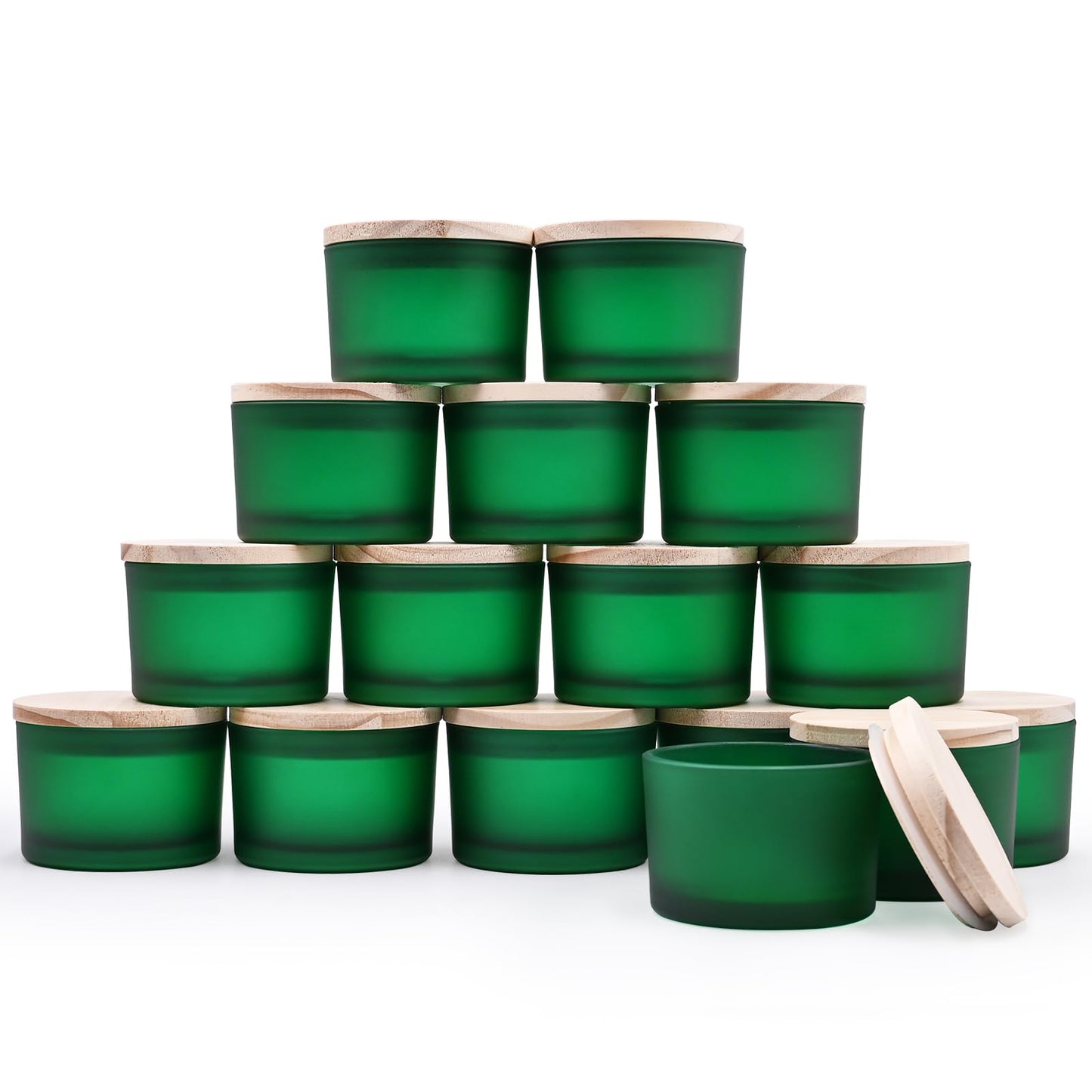 Thick Candle Jars for Making Candles 16 Pcs, 7 OZ Empty Jars with Wood Lids for Candle Making, Sample Container, Frosted White
