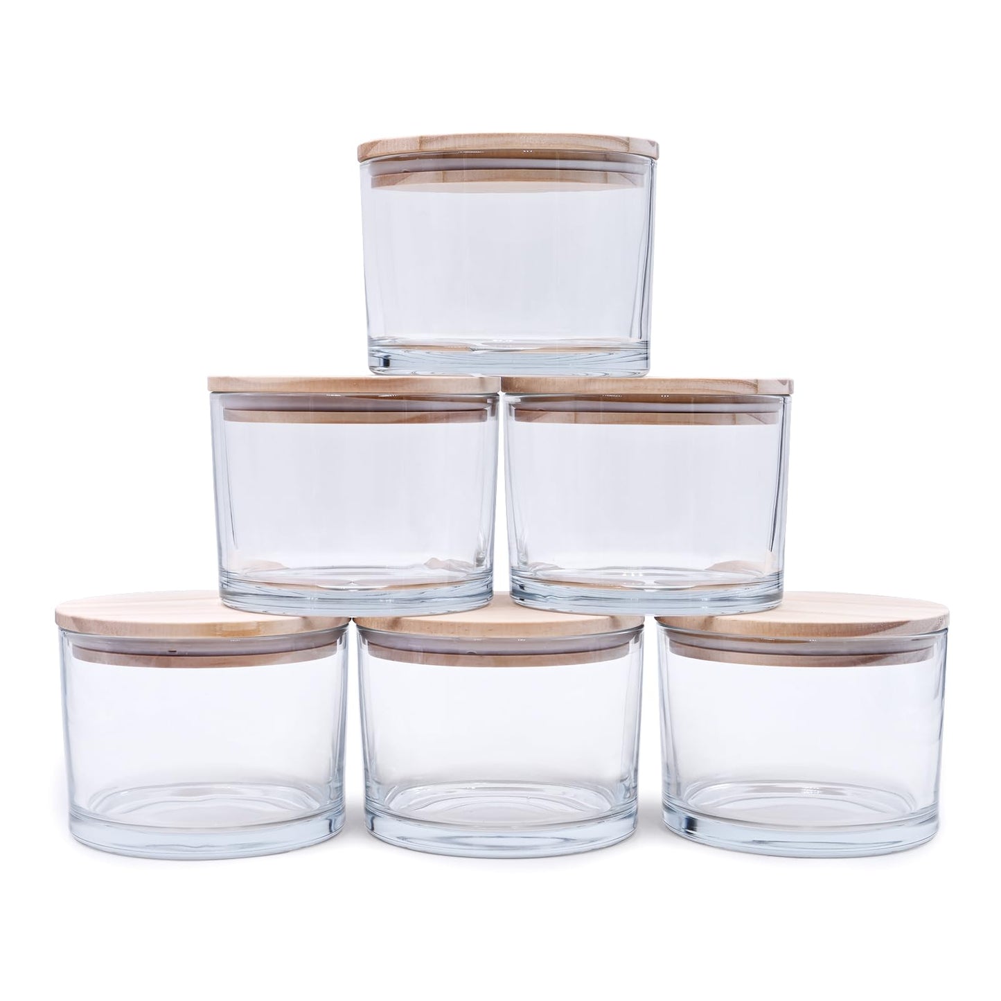 SHOWIN 18 OZ Thick Candle Jars for Making Candles 6 Pcs, Empty Jars with Wood Lids for Candle Making, Sample Container,Frosted White