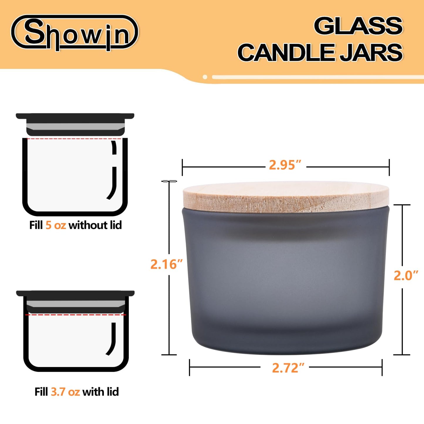Thick Candle Jars for Making Candles 16 Pcs, 7 OZ Empty Jars with Wood Lids for Candle Making, Sample Container, Frosted White