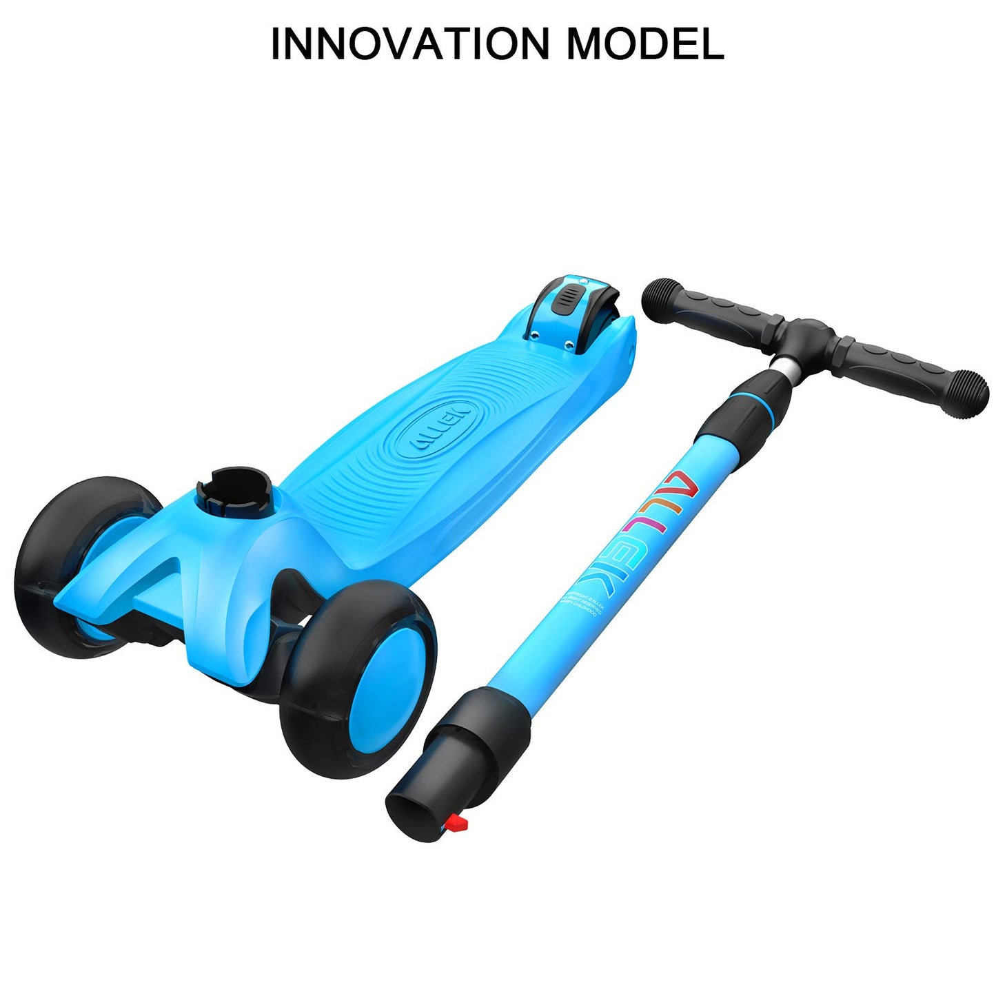 Allek Kick Scooter B03 for Kids (3-12 Years) — Style, Fun, and Safety on 3 Wheels with LED Lights, Adjustable Handlebar, and Reinforced Deck (Black)