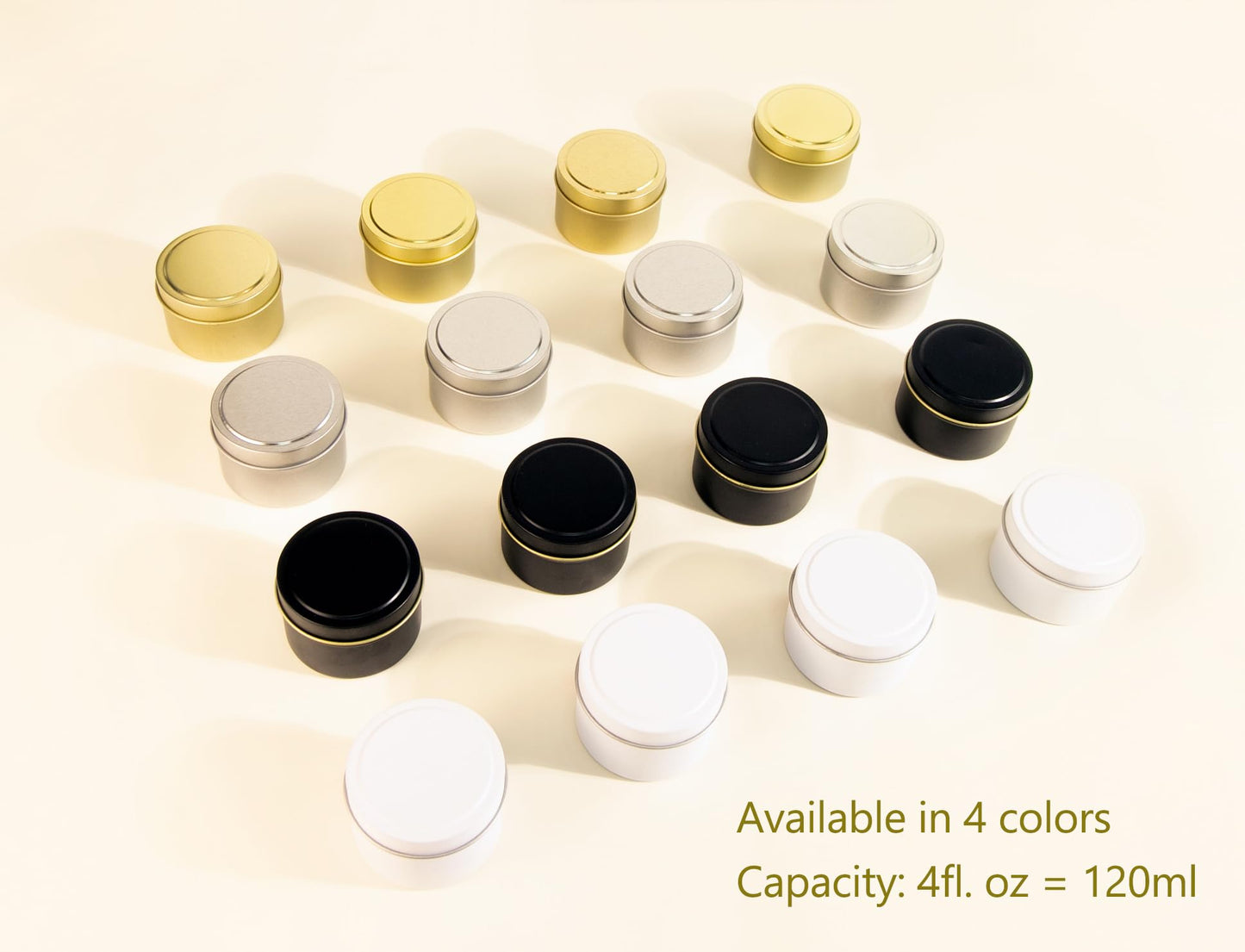 Aroparc Gold Candle Tins 4oz with Lids, 24 Piece Wholesale Candle Containers, Bulk Candle Jars for Candle Making - Gold