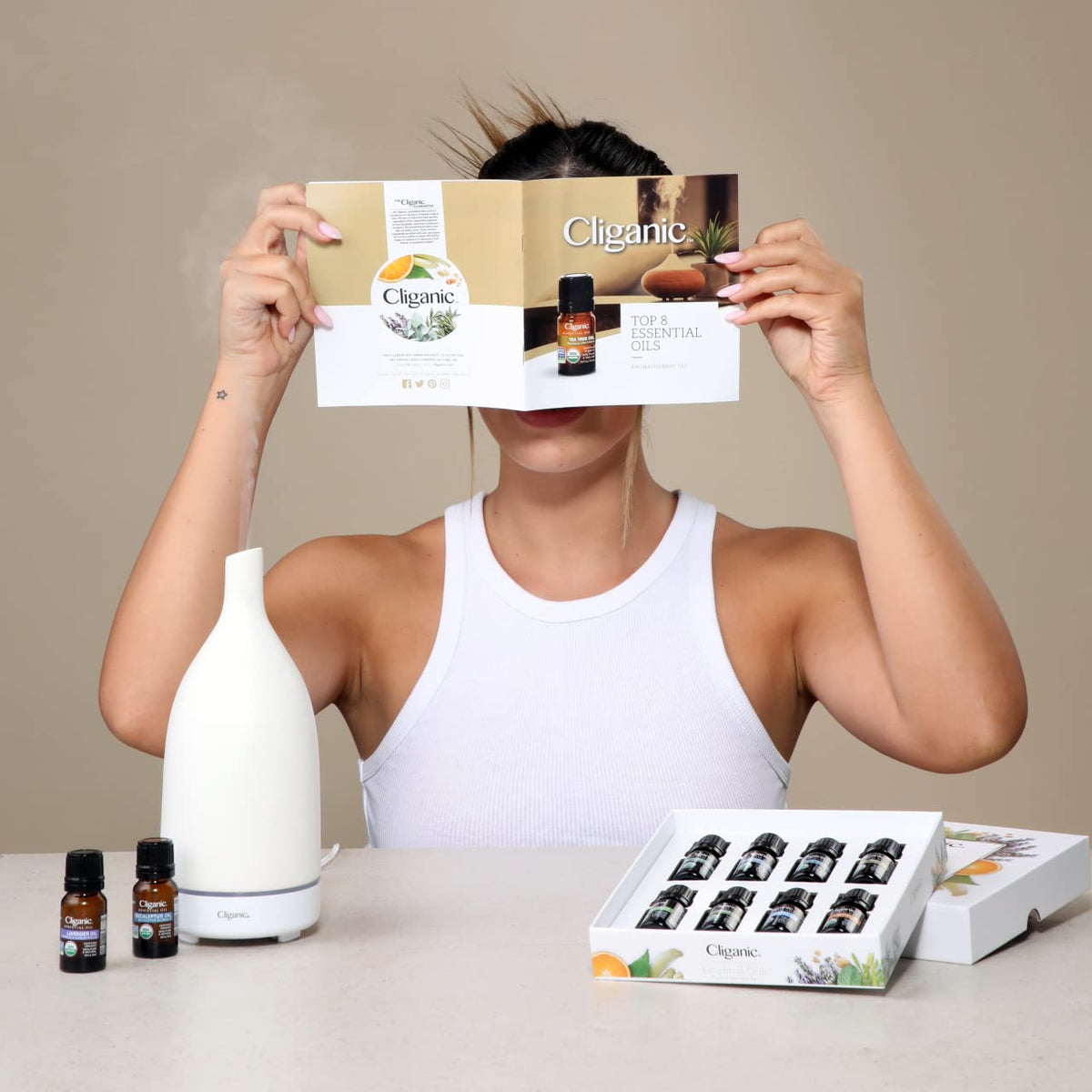 Cliganic Organic Essential Oils Set (Top 5) - 100% Pure Natural - Aromatherapy, Candle Making - Peppermint, Lavender, Eucalyptus, Lemongrass & Orange (Packaging May Vary)