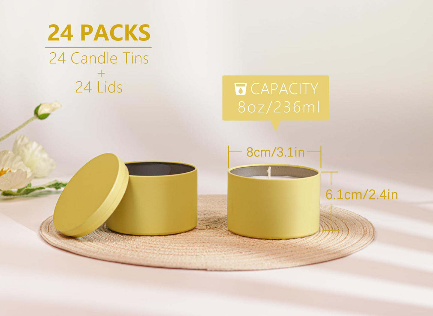 Candle Tins with Lids, 3 Wicks Candle Jars 14oz/420ml Candle Containers 12 Pack Seamless Bulk Candle Containers for Candle Making Supplies Wholesale Empty Candle Jars - Mint