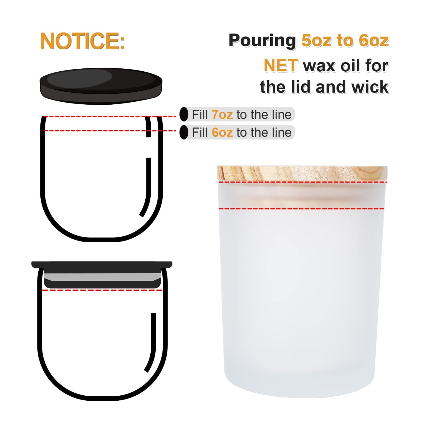 Thick Candle Jars for Making Candles 16 Pcs, 7 OZ Empty Jars with Wood Lids for Candle Making, Sample Container, Frosted White