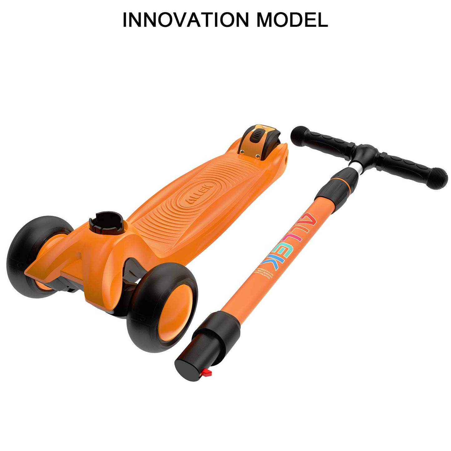 Allek Kick Scooter B03 for Kids (3-12 Years) — Style, Fun, and Safety on 3 Wheels with LED Lights, Adjustable Handlebar, and Reinforced Deck (Black)