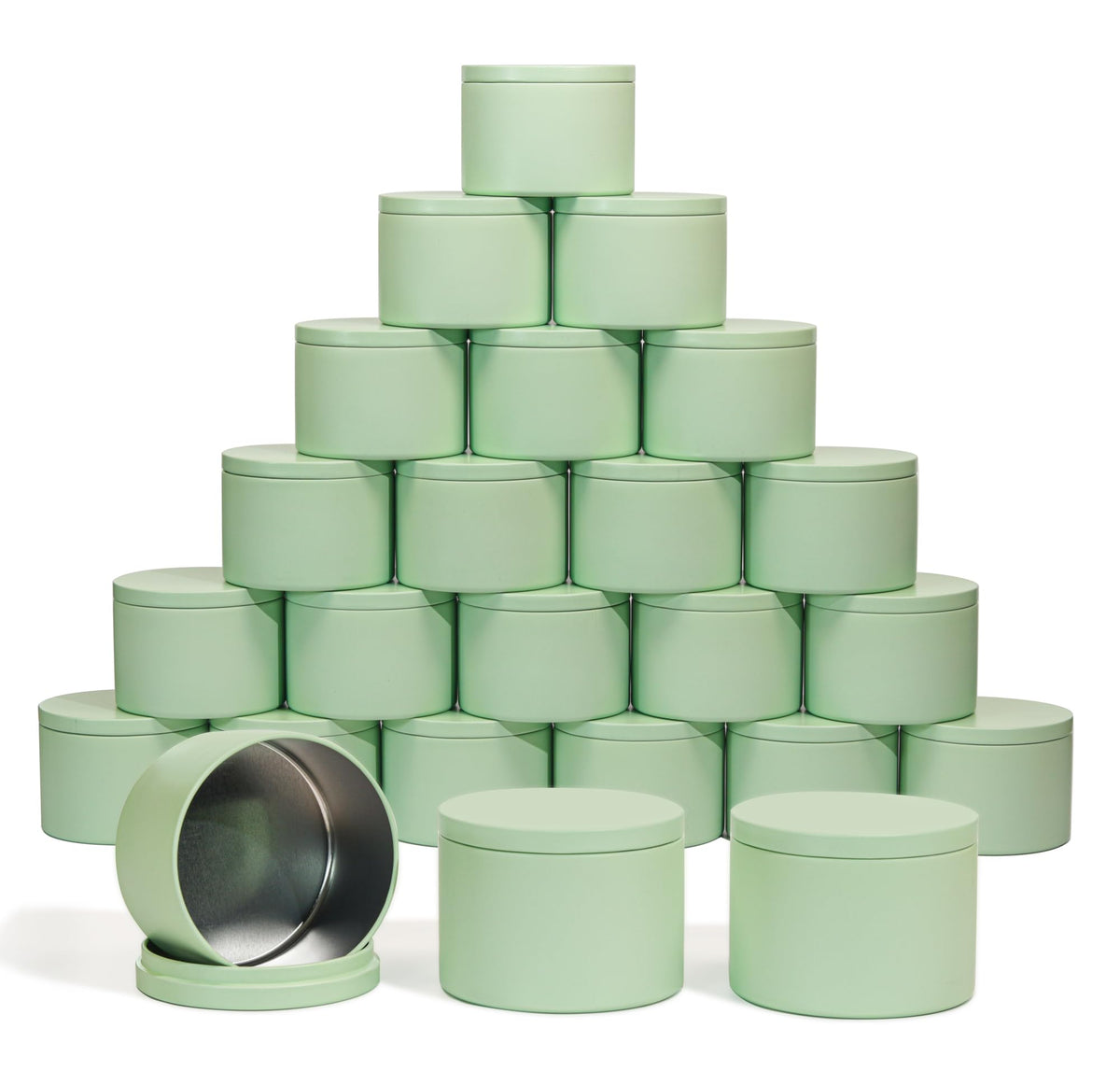 Candle Tins with Lids, 3 Wicks Candle Jars 14oz/420ml Candle Containers 12 Pack Seamless Bulk Candle Containers for Candle Making Supplies Wholesale Empty Candle Jars - Mint