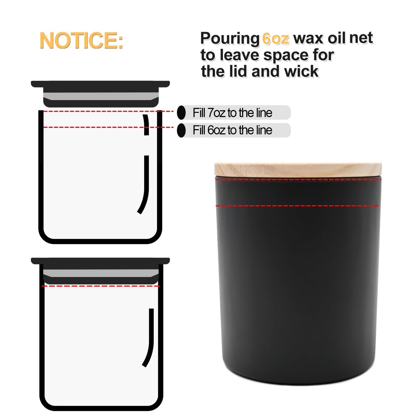 Thick Candle Jars for Making Candles 16 Pcs, 7 OZ Empty Jars with Wood Lids for Candle Making, Sample Container, Frosted White