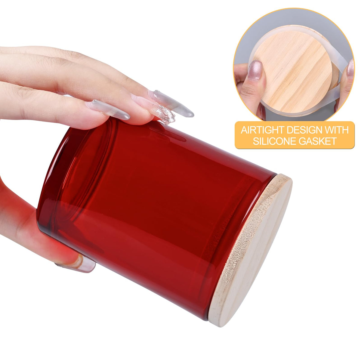 Thick Candle Jars for Making Candles 16 Pcs, 7 OZ Empty Jars with Wood Lids for Candle Making, Sample Container, Frosted White