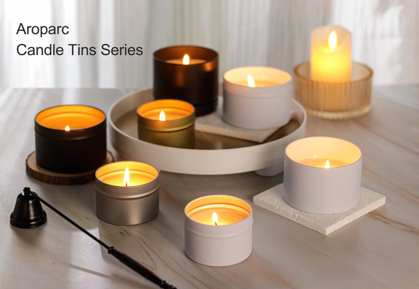 Aroparc Gold Candle Tins 4oz with Lids, 24 Piece Wholesale Candle Containers, Bulk Candle Jars for Candle Making - Gold