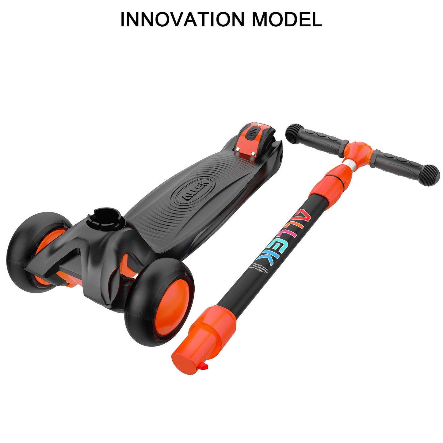 Allek Kick Scooter B03 for Kids (3-12 Years) — Style, Fun, and Safety on 3 Wheels with LED Lights, Adjustable Handlebar, and Reinforced Deck (Black)