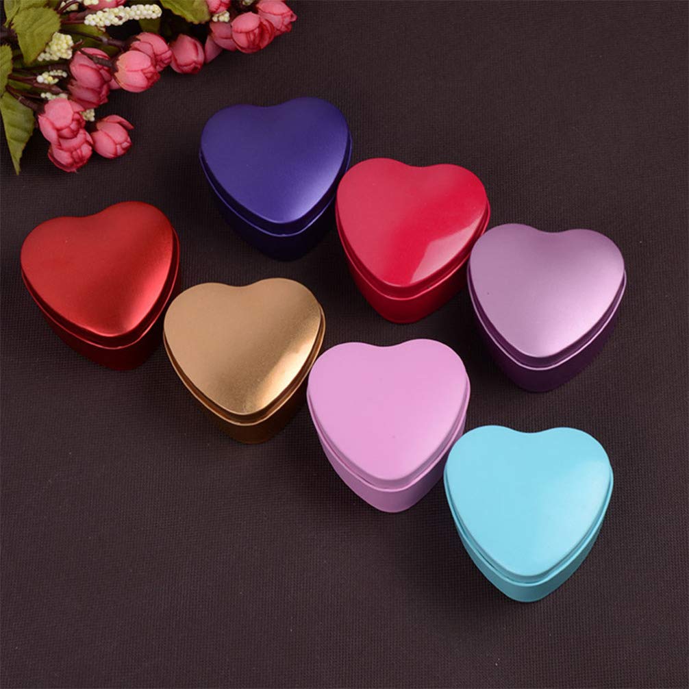 Kisangel Party Box 10pcs Purple Heart Metal Tins Tinplate Storage Can Tinplate Candy Box for Wedding Party Favors Goodies Cookie Chocolate Snack Storage Candle Making Size L Mini Tin Box