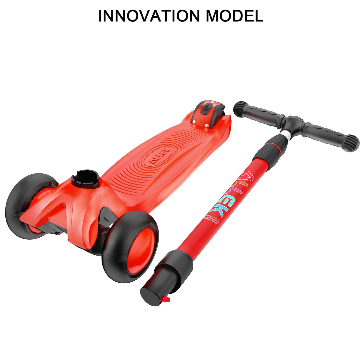 Allek Kick Scooter B03 for Kids (3-12 Years) — Style, Fun, and Safety on 3 Wheels with LED Lights, Adjustable Handlebar, and Reinforced Deck (Black)