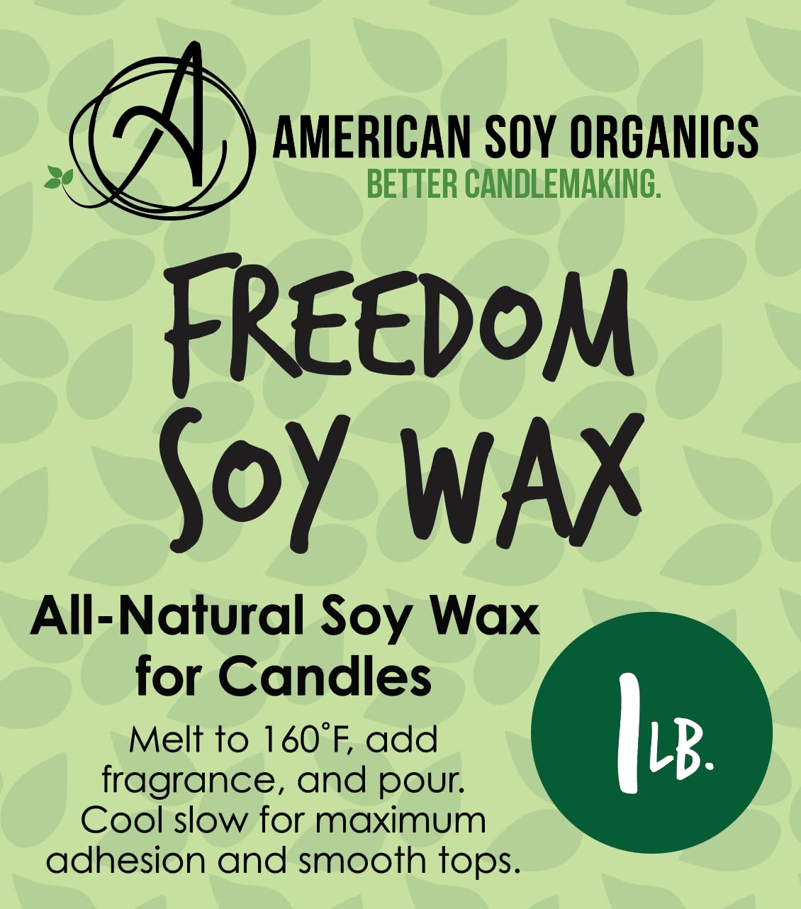 American Soy Organics Freedom Soy Wax Beads for Candle Making - Natural Candle Making Supplies - Paraffin-Free, Beeswax-Free Candle Wax for Container Candles, Tealights and Wax Melts, 10 lbs