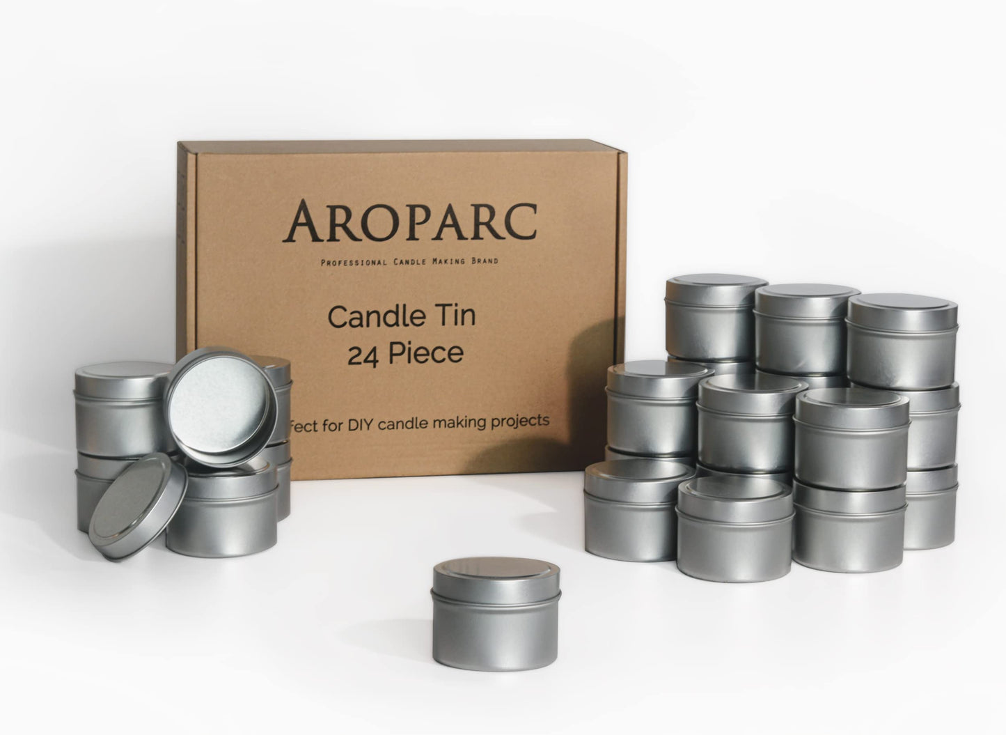 Aroparc Gold Candle Tins 4oz with Lids, 24 Piece Wholesale Candle Containers, Bulk Candle Jars for Candle Making - Gold