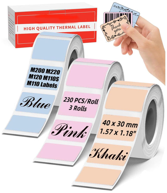 M110 Labels, M110 Thermal Labels for M110 M220 M221 Labels Maker - Pink & Blue & Khaki,1.96“, Thermal Labels Compatible with Phomemo M110 M220 M221 M150 M250 M260 Label Printer -140pcs, 3Rolls, Round