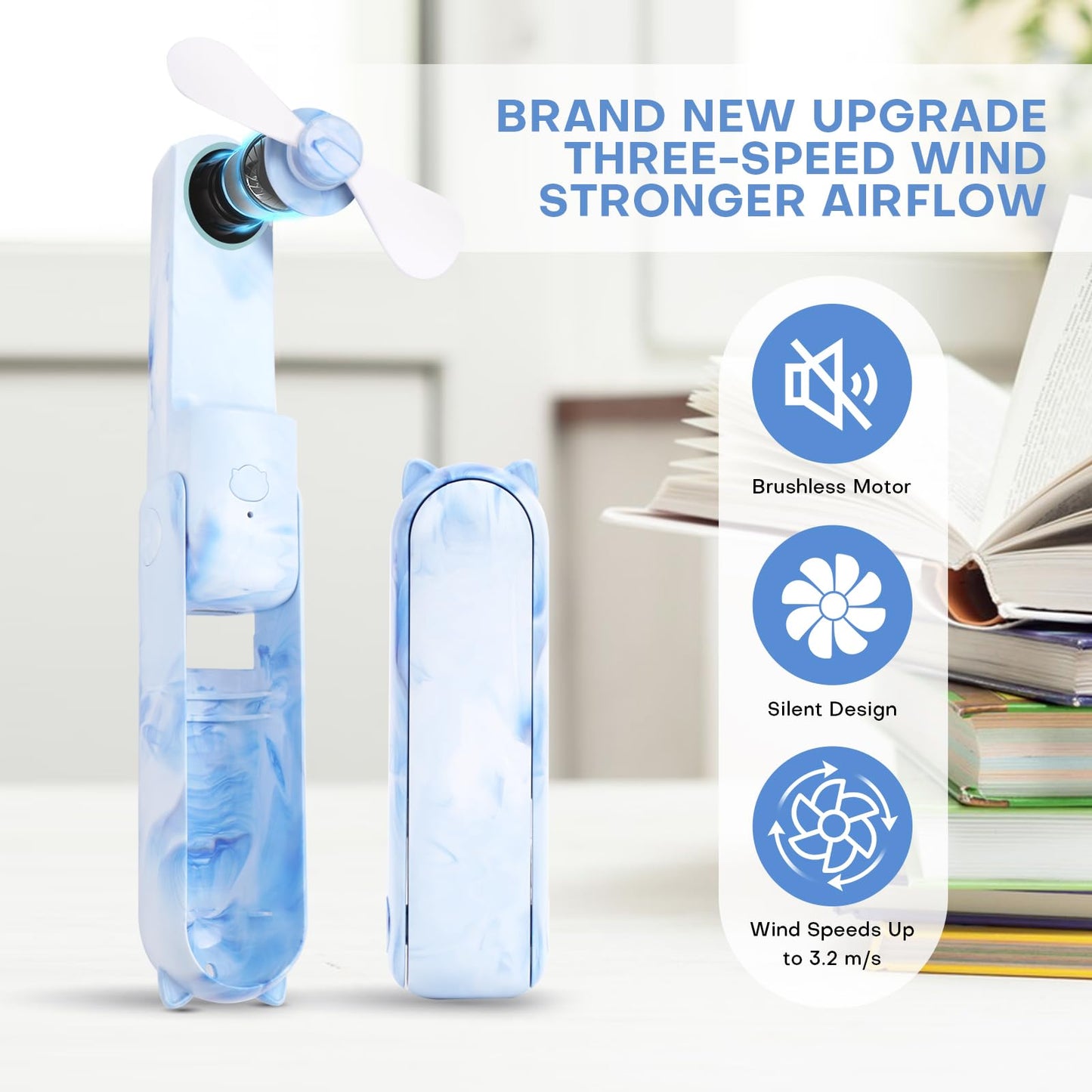 OHLGT Mini Ventilador Portátil: Silencioso, Recargable y Power Bank (9-15h)
