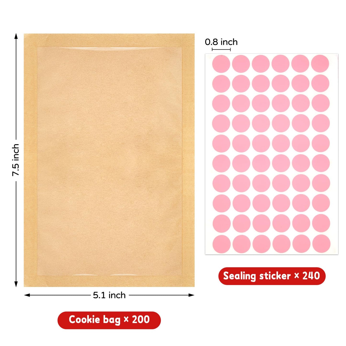 Eco-Friendly Bakery Bags with Window | 100 Kraft Heat-Sealable Bags 5.1″×7.5″