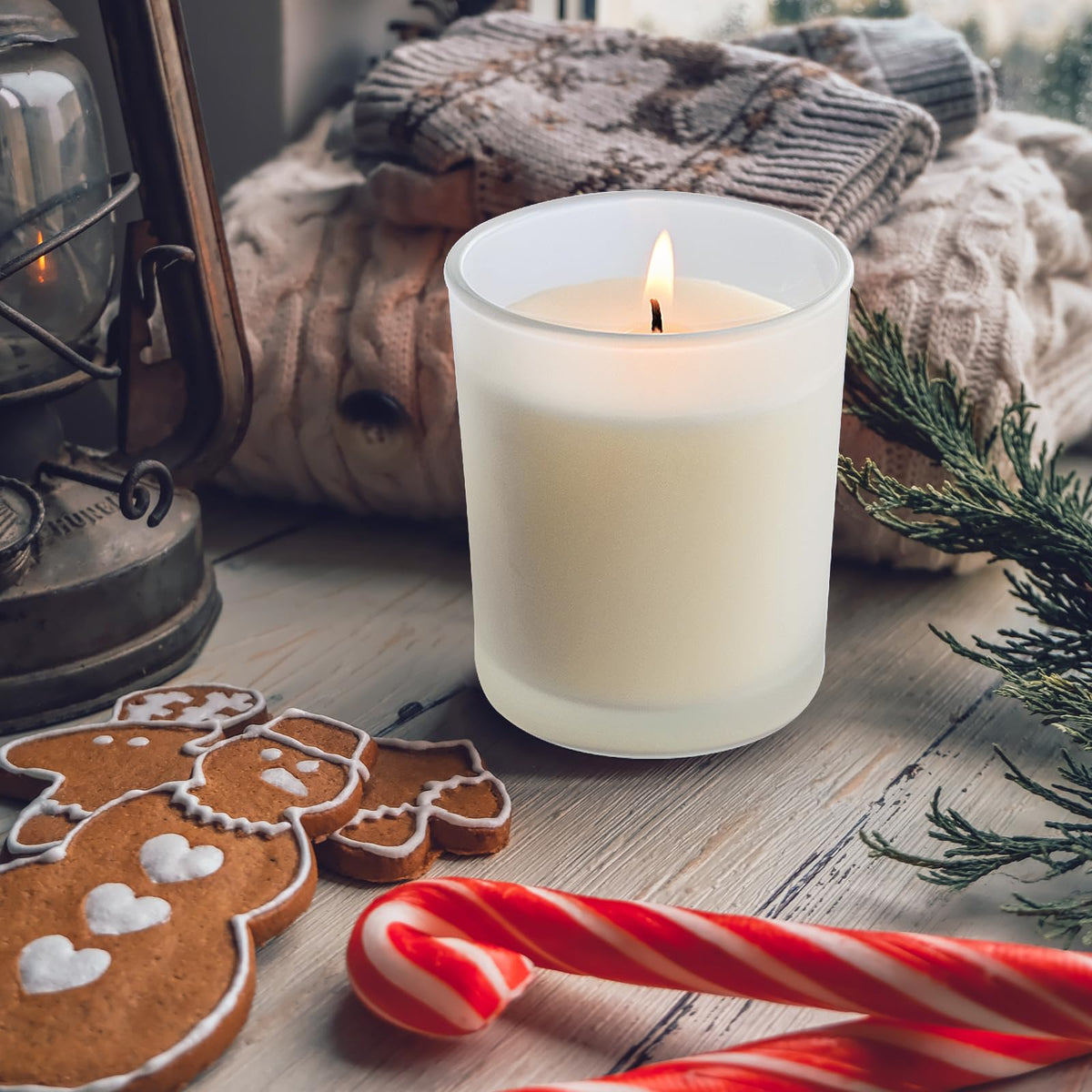 Thick Candle Jars for Making Candles 16 Pcs, 7 OZ Empty Jars with Wood Lids for Candle Making, Sample Container, Frosted White