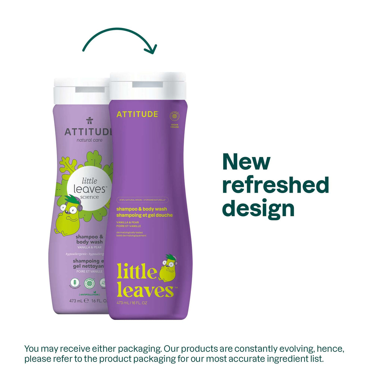 Kids Shampoo & Body Wash | ATTITUDE Vanilla & Pear – EWG Verified, Vegan 16 fl oz