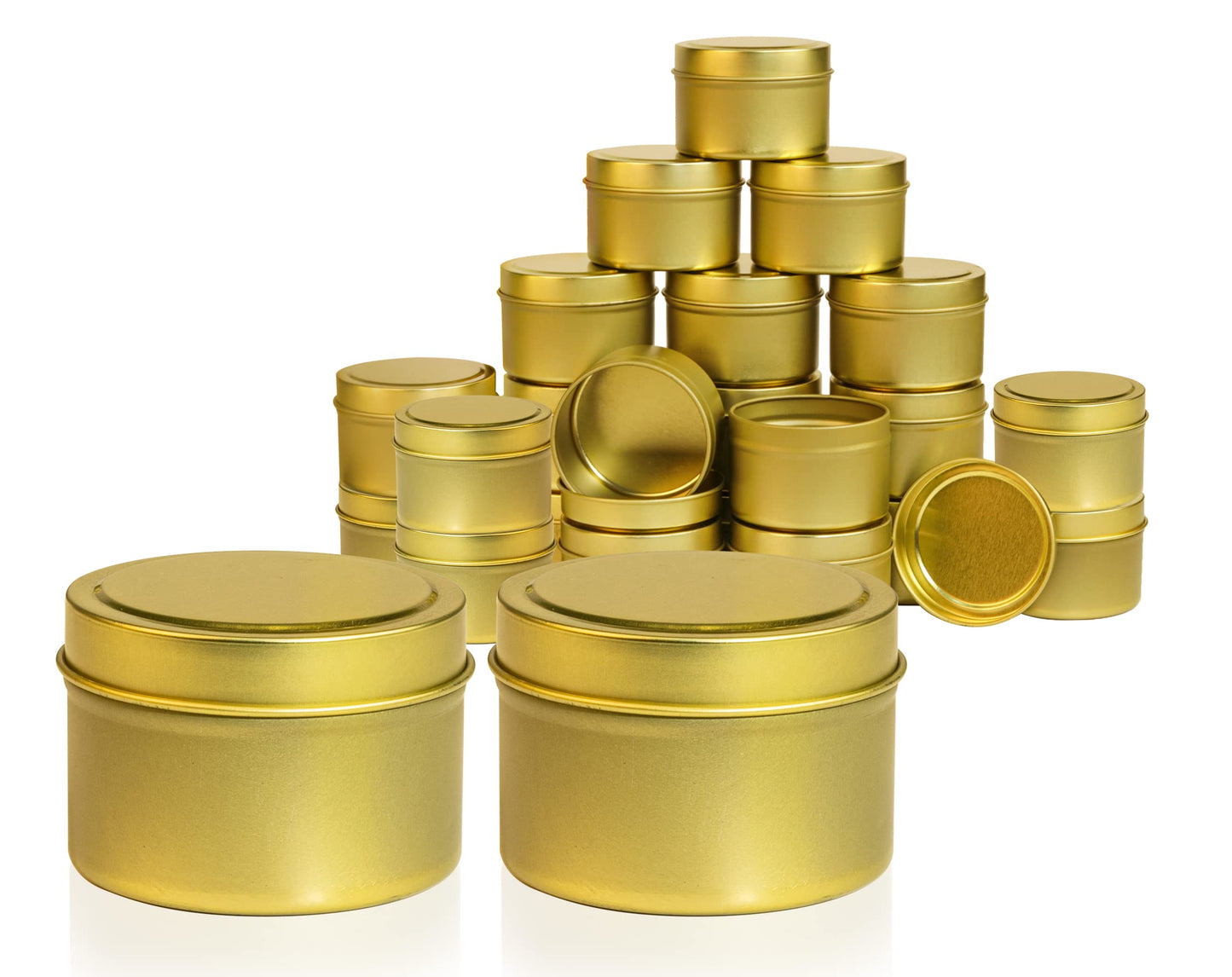 Aroparc Gold Candle Tins 4oz with Lids, 24 Piece Wholesale Candle Containers, Bulk Candle Jars for Candle Making - Gold