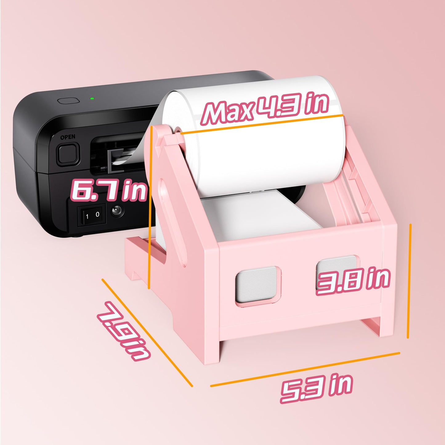 Label Holder, Thermal Label Holder for Rolls and Fan-Fold 4x6 Labels, Shipping Desktop Label Printer Accessory Supplies for Home, Office Sticker Dispenser for Holographic (Black)