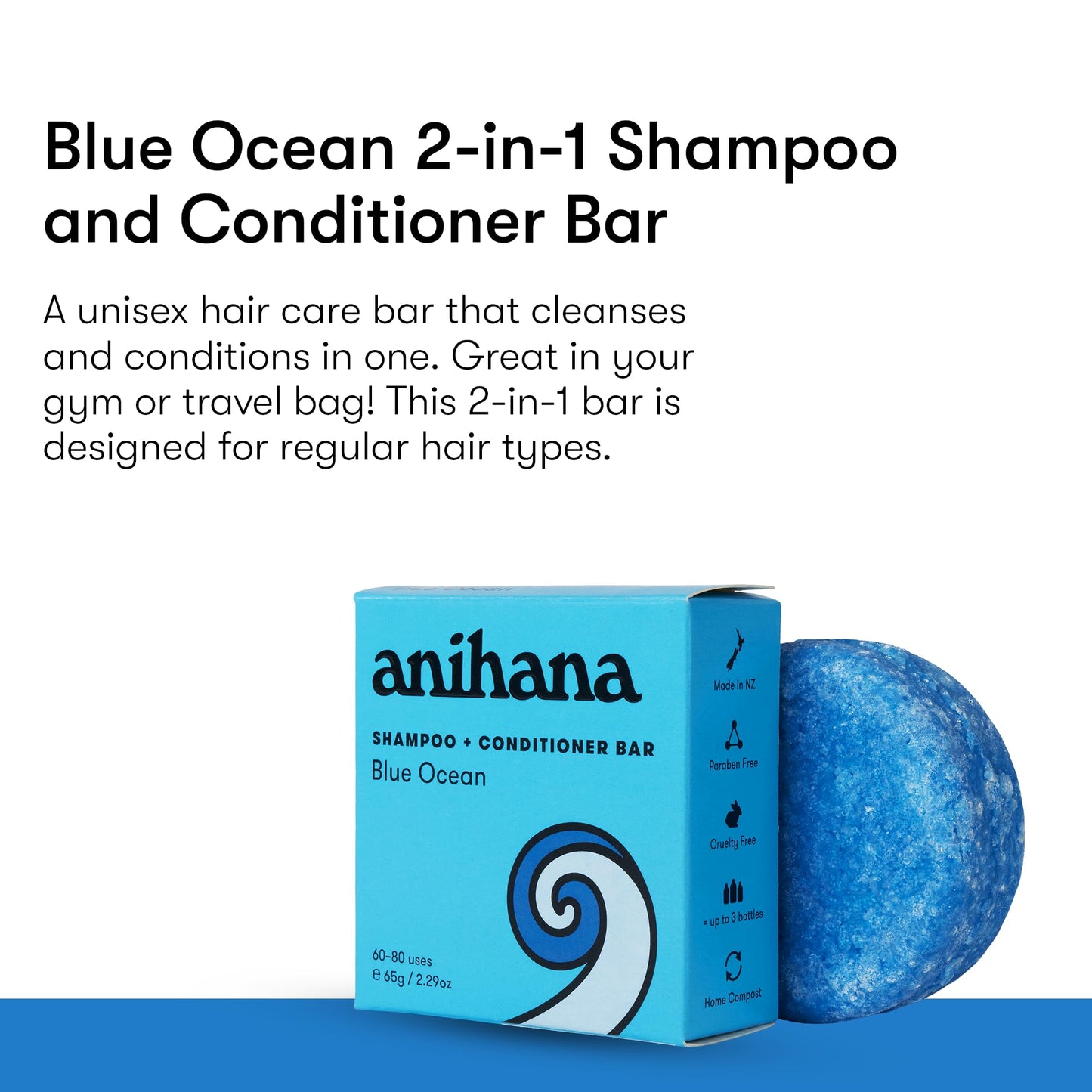 ANIHANA Shampoo Bar for Regular Normal Hair Clean Purifying Natural Healthy Look and Shine Paraben Free Manuka Honey and Almond 2.29 oz