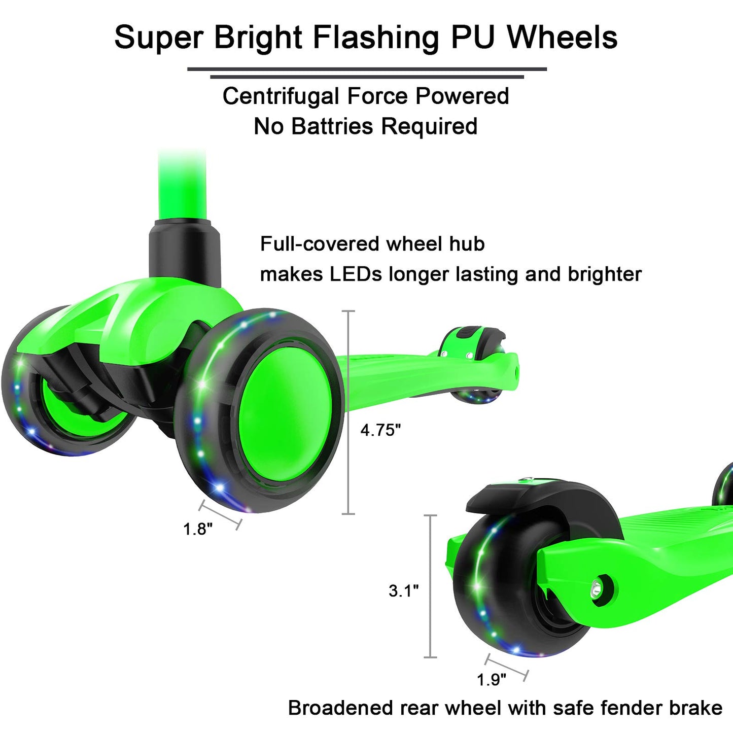 Allek Kick Scooter B03 for Kids (3-12 Years) — Style, Fun, and Safety on 3 Wheels with LED Lights, Adjustable Handlebar, and Reinforced Deck (Black)