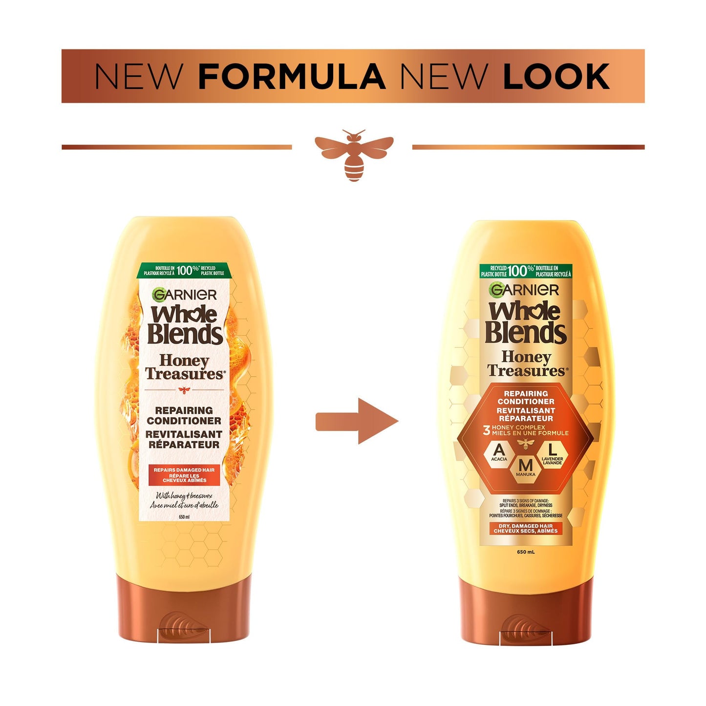 Garnier Whole Blends Sulfate Free Remedy Miracle Nectar 10-in-1 Repairing Leave-In Conditoner for All Hair Types, Honey Treasures, 5 Fl Oz, 2 Count (Packaging May Vary)