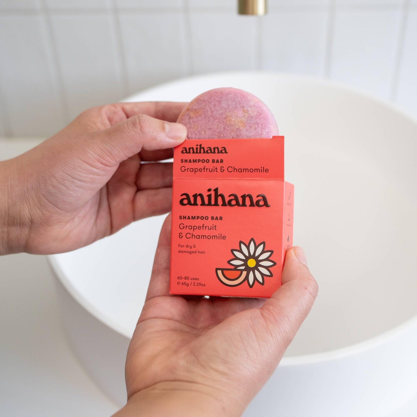 ANIHANA Shampoo Bar for Regular Normal Hair Clean Purifying Natural Healthy Look and Shine Paraben Free Manuka Honey and Almond 2.29 oz