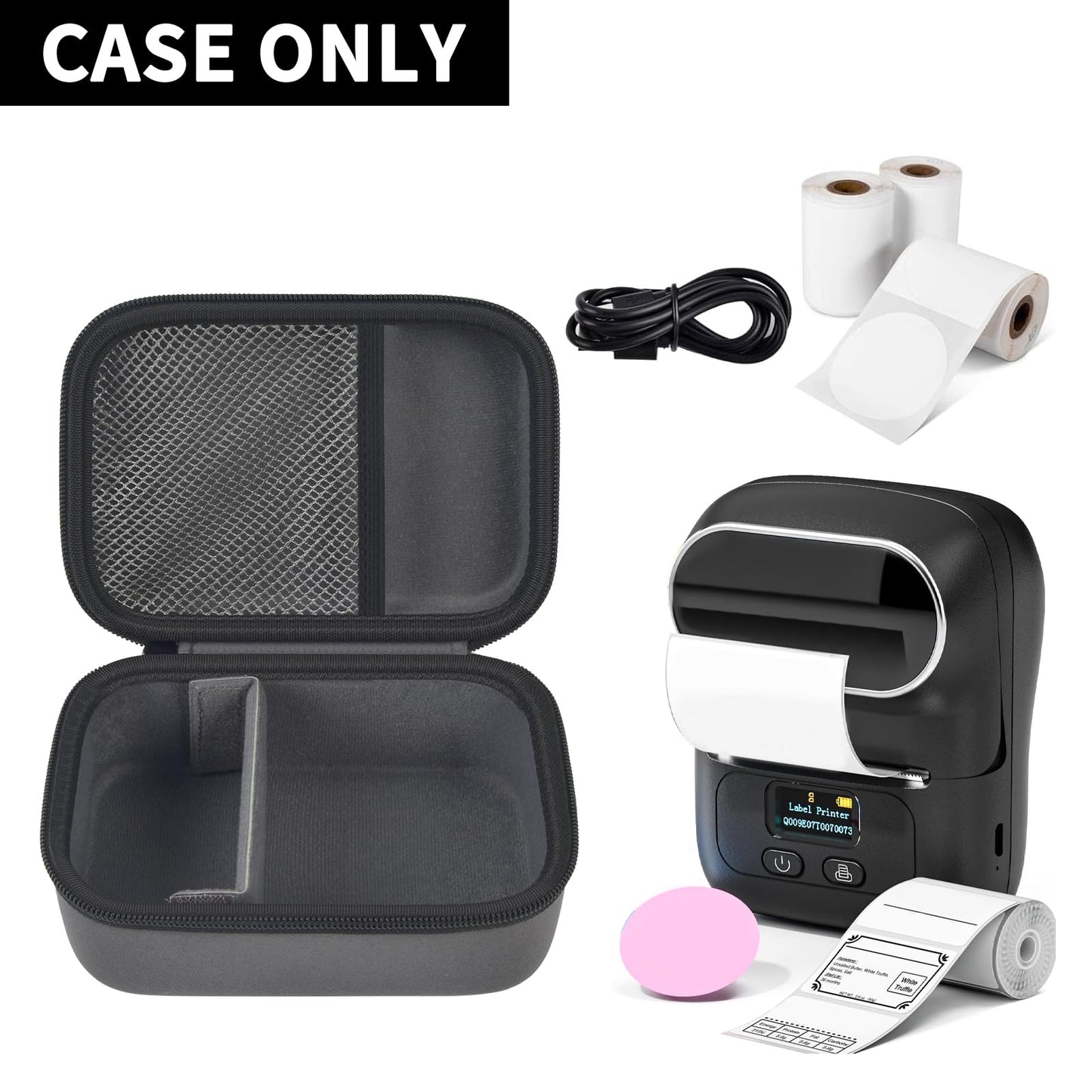 Case Compatible with Phomemo M110 Label Maker - Portable Mini Bluetooth Thermal Label Maker Carrying Storage Bag for Printer Labels, USB Cable and Accessories - Pink (Box Only)