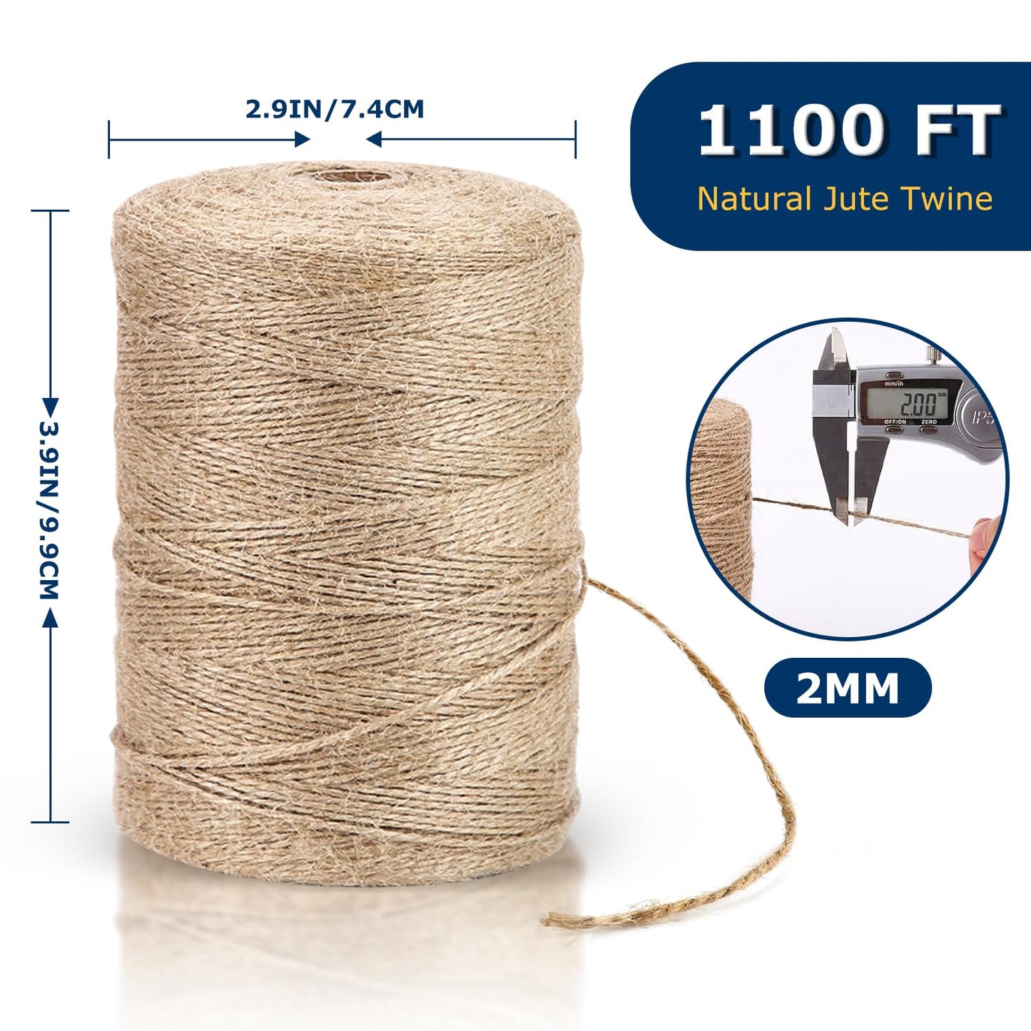 Natural Jute Twine 250 m (805 ft) | 3-Roll Eco Craft & Garden Cord