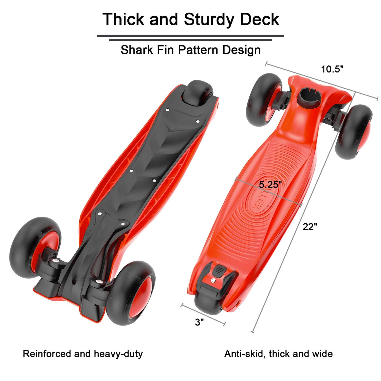 Allek Kick Scooter B03 for Kids (3-12 Years) — Style, Fun, and Safety on 3 Wheels with LED Lights, Adjustable Handlebar, and Reinforced Deck (Black)