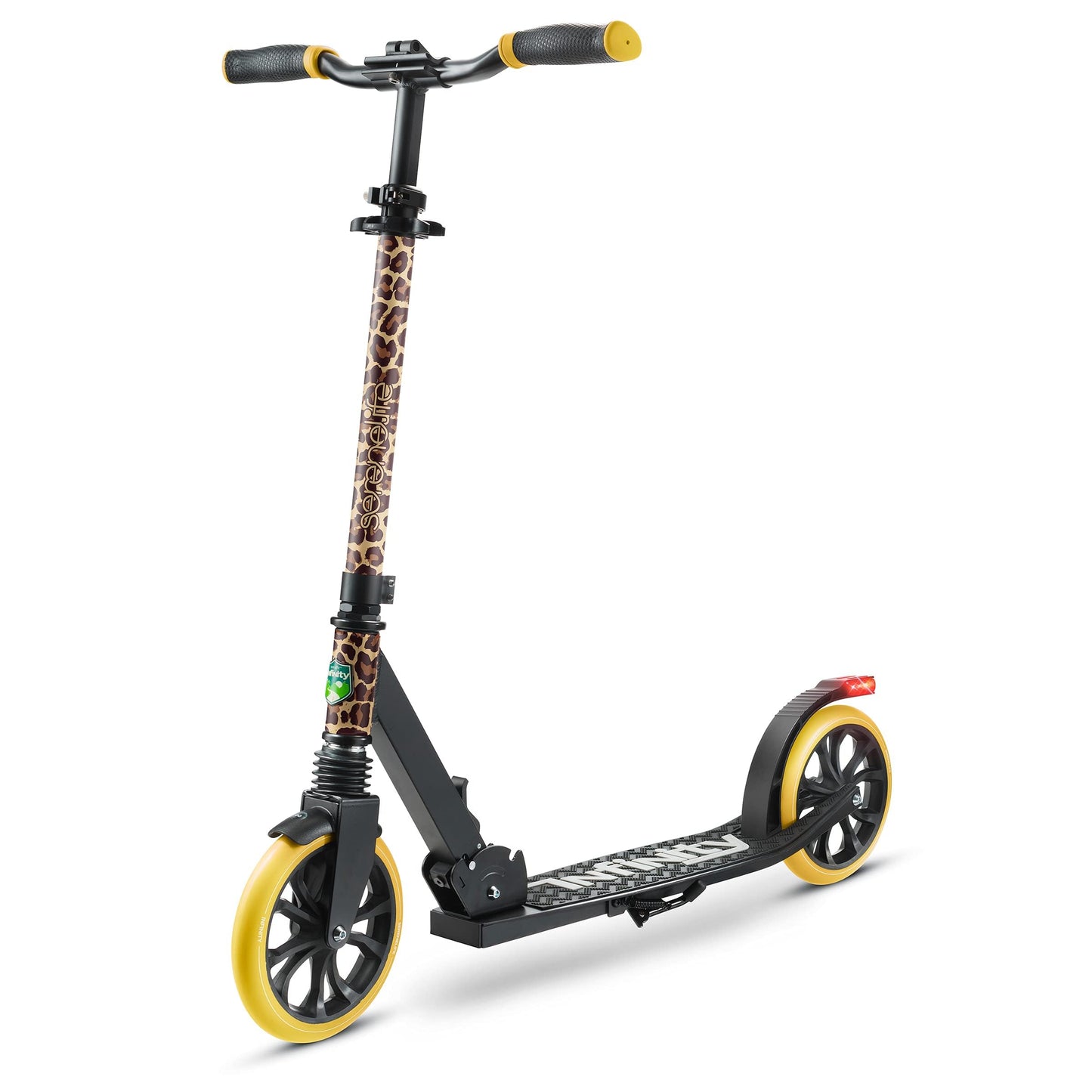 SereneLife Kick Scooter Adult Teenagers Kids- 2 Wheel Kids Scooter with Adjustable T-Bar Handlebar - Alloy Anti-Slip Deck - Portable Folding Scooters for Kids with Carrying Strap