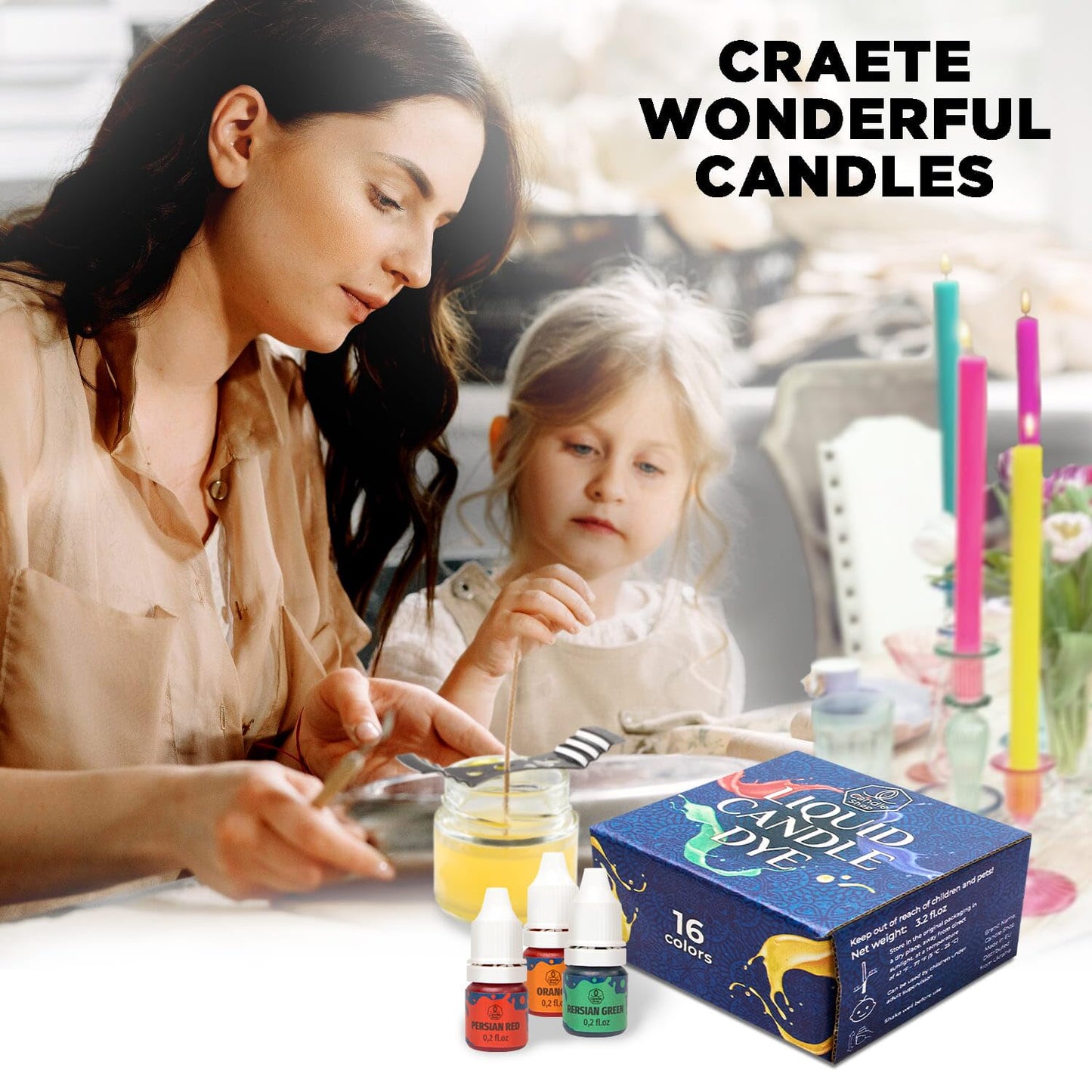 Candle Dyes for Soy Candle Making - Wax Сolor Dye Color Chips for Soy Wax - 16 Popular Colors Wax Dye Flakes
