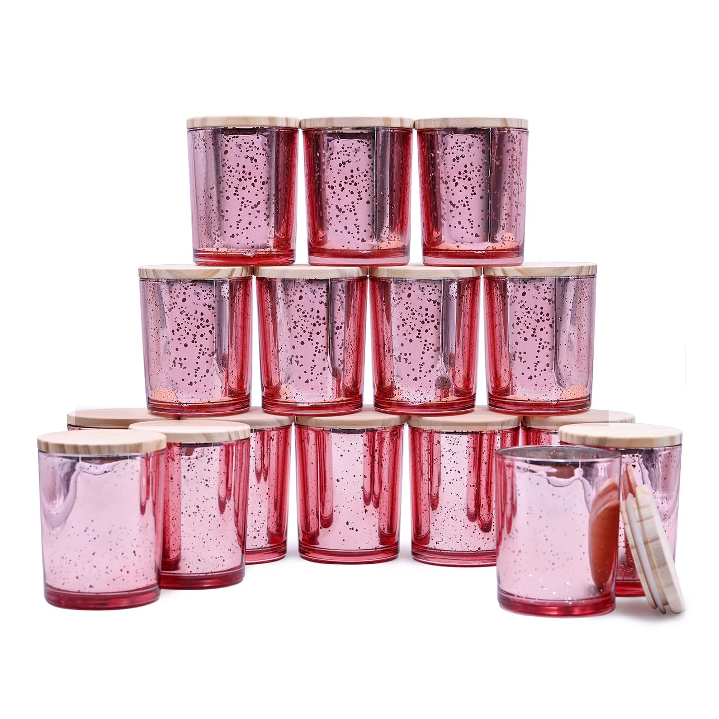 Thick Candle Jars for Making Candles 16 Pcs, 7 OZ Empty Jars with Wood Lids for Candle Making, Sample Container, Frosted White