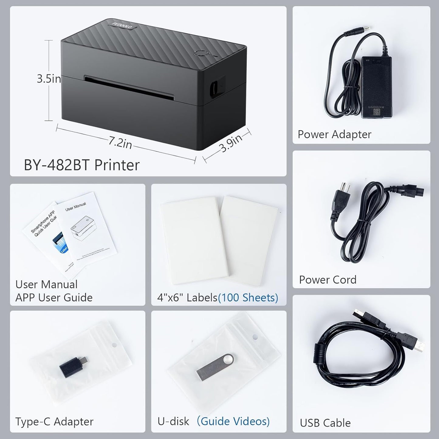 Label Printer, Bluetooth Shipping Label Printer, 4x6 Thermal Printer for Shipping Packages, Compatible with Android. iPhone.Windows, Mac, Chromebook, Amazon, Ebay, UPS.USPS, FedEx, Shopify