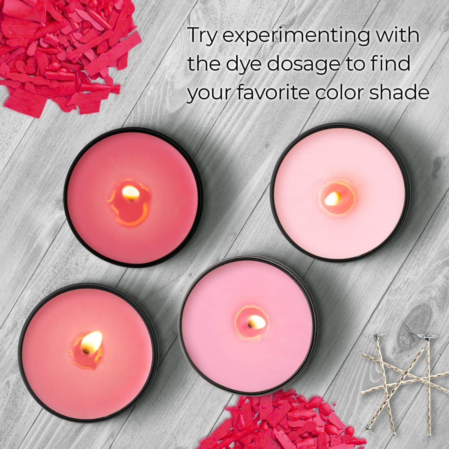 Candle Dyes for Soy Candle Making - Wax Сolor Dye Color Chips for Soy Wax - 16 Popular Colors Wax Dye Flakes